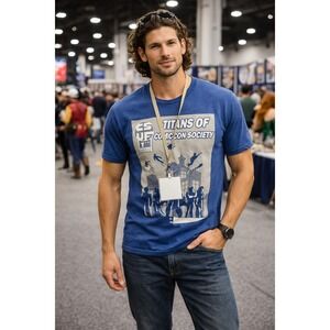 Titans of Comic-Con Society Graphic Tee Blue Large Gildan Ultra Cotton